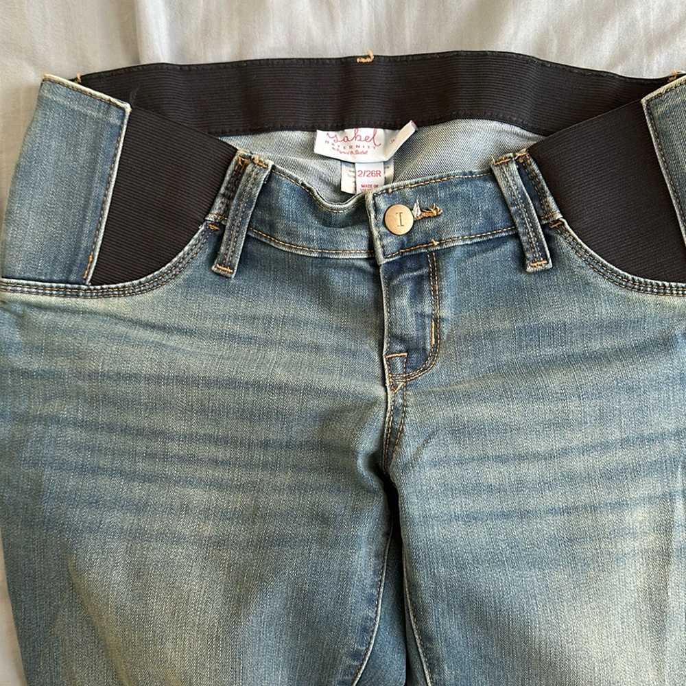 Low rise cuffed maternity jeans